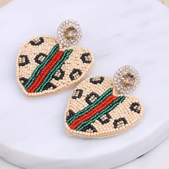 Fashion Heart Beaded Earrings - Picture 5 of 7